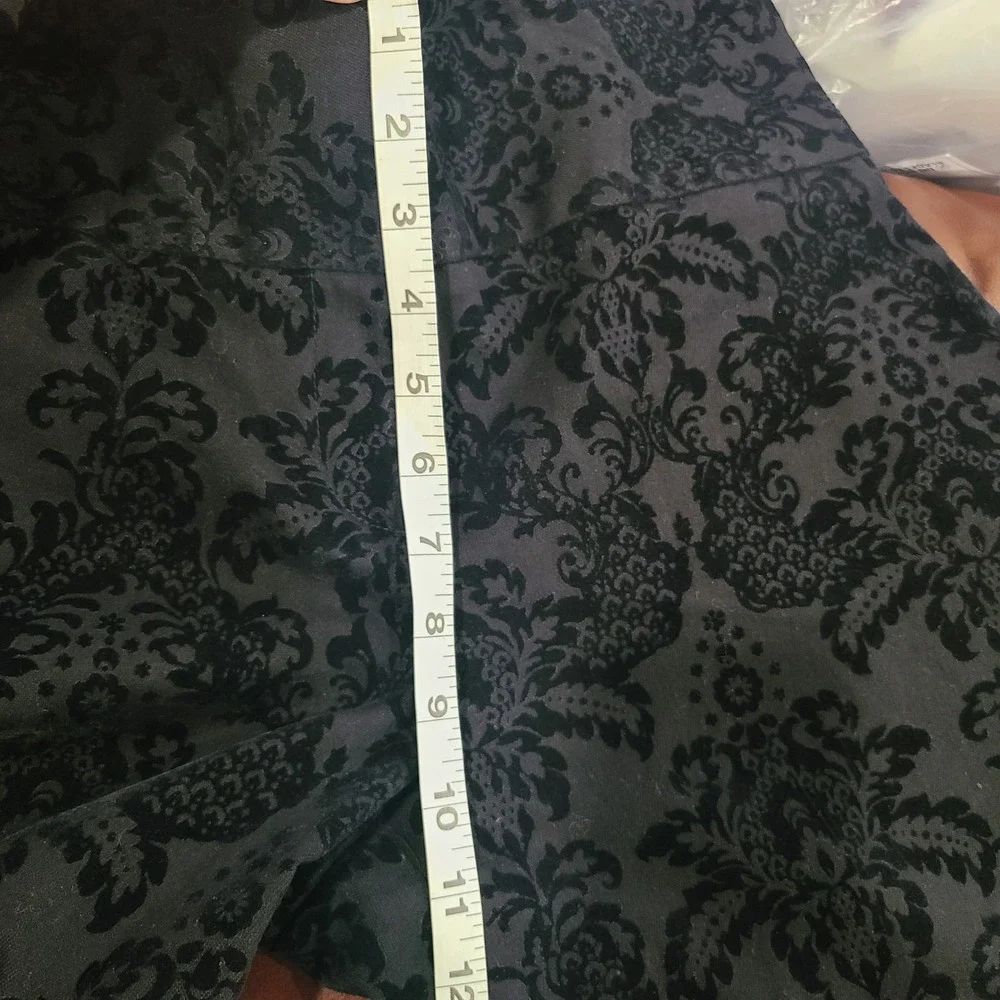 INC International‎ Concepts Black Damask Flocked Velvet Pants Womens 10 Mid Rise